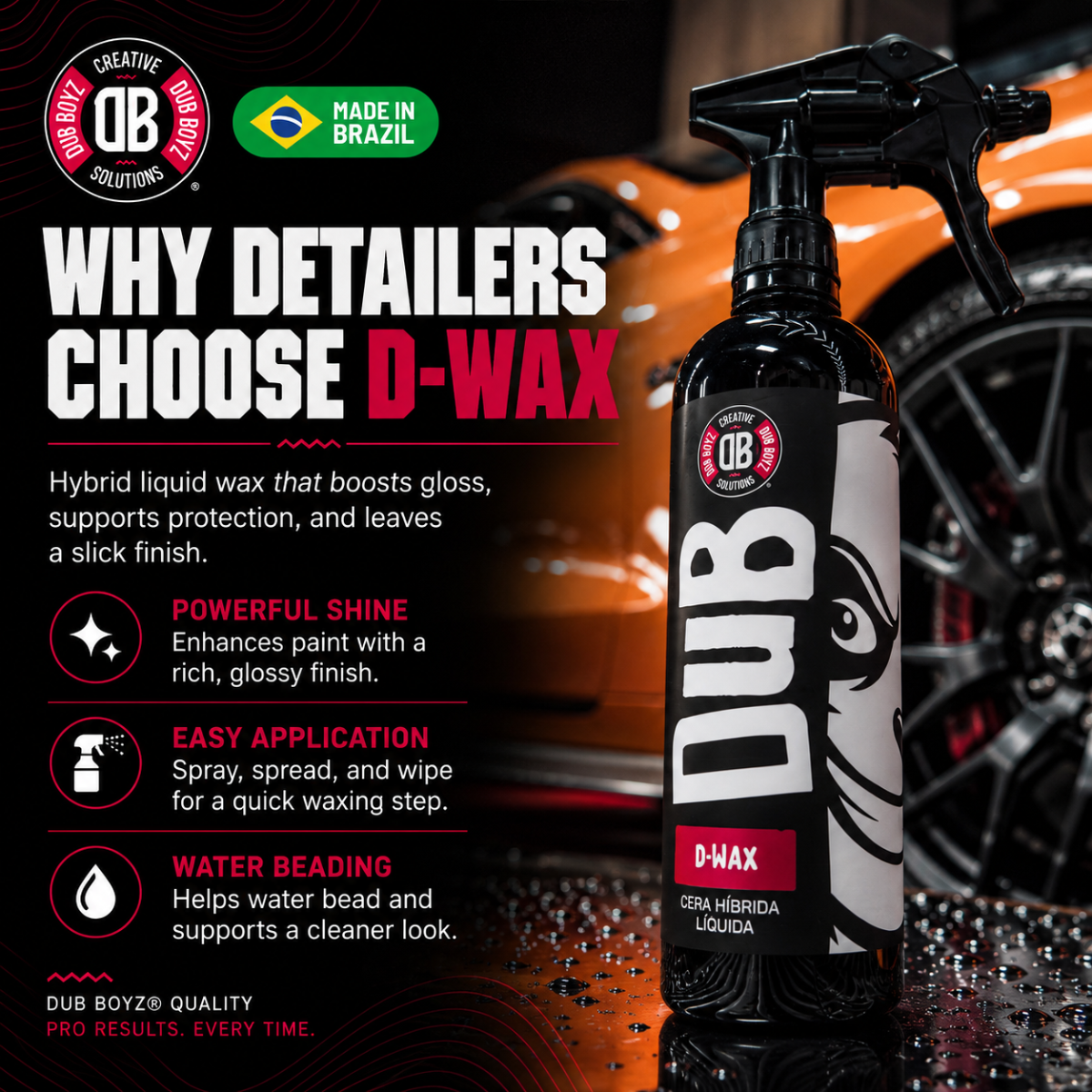 Dub Boyz D-WAX Liquid Hybrid Car Wax – 16 oz | High Gloss & Water Beading
