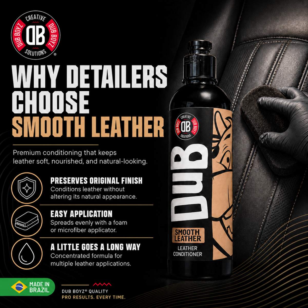 Dub Boyz Smooth Leather Leather Conditioner – 16 oz | Non-Greasy Finish